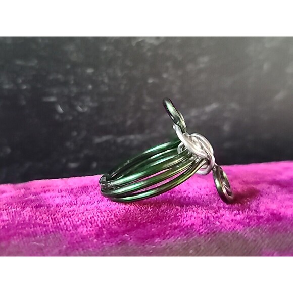 Vintage Green And Silver Tone Metal Wire Wrap Statement Ring, SIZE US 8 - Picture 6 of 10